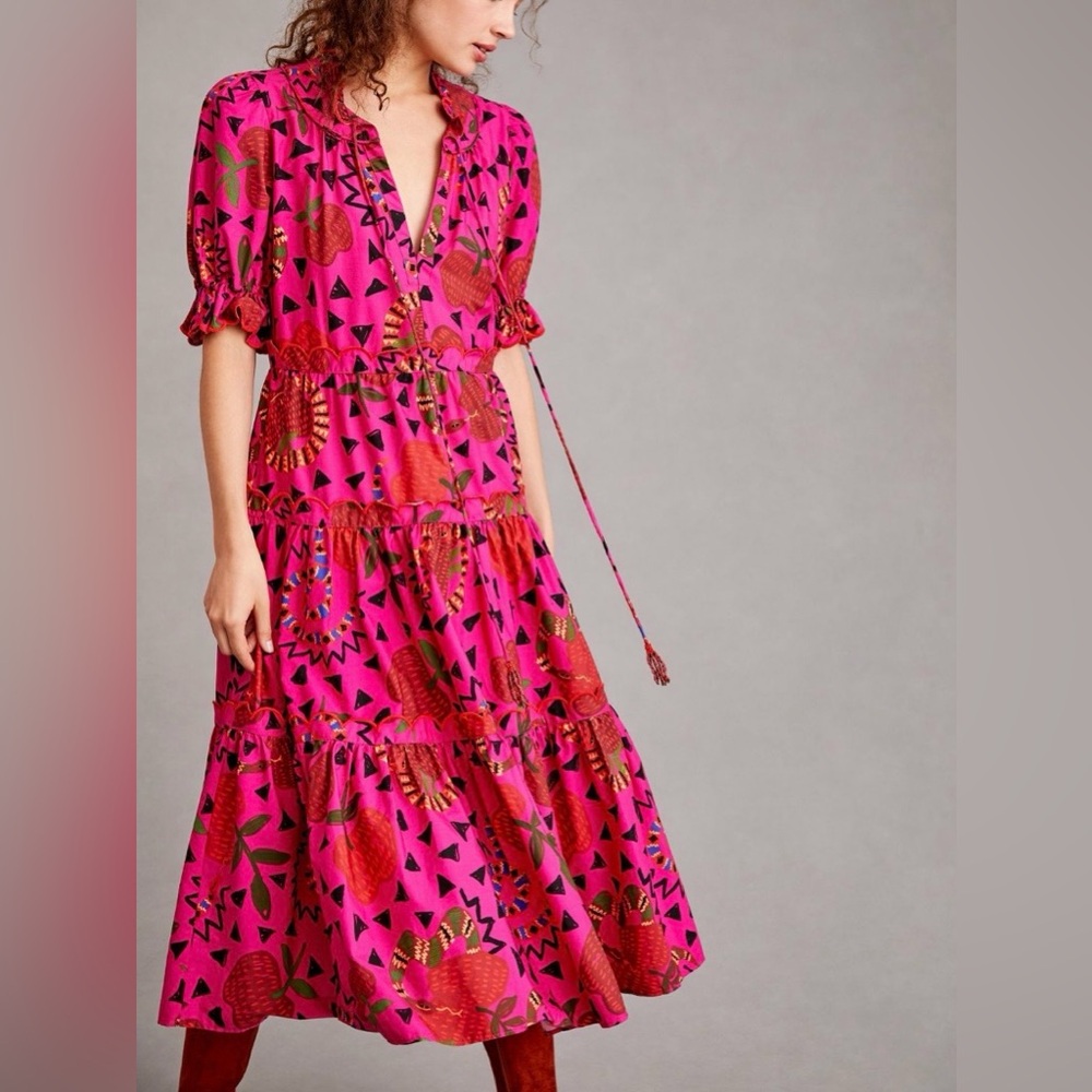 FARM Rio Pink & Red Patterned Maxi Dress